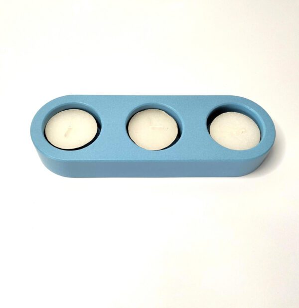 Catiçal para 3 velas tealight azul