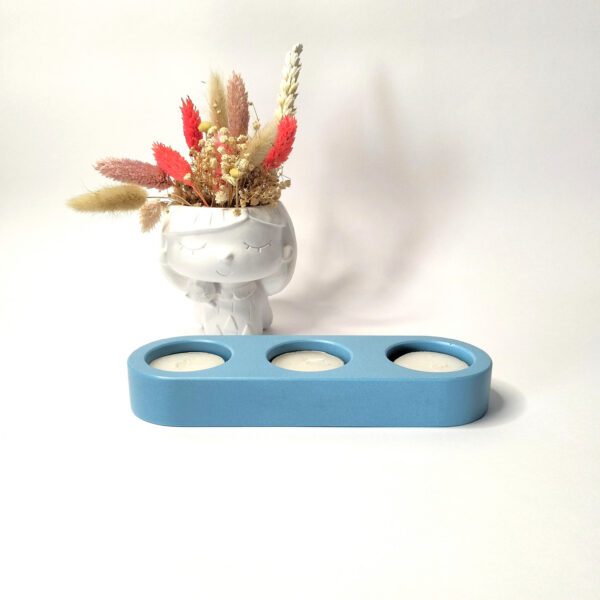 Catiçal para 3 velas tealight azul