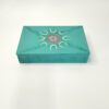 Caixa artesanal azul com mandala, tamanho médio, com 3 divisórias