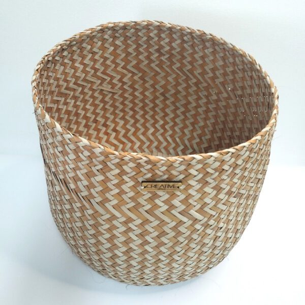 Cesta média natural/laranja zigue-zague