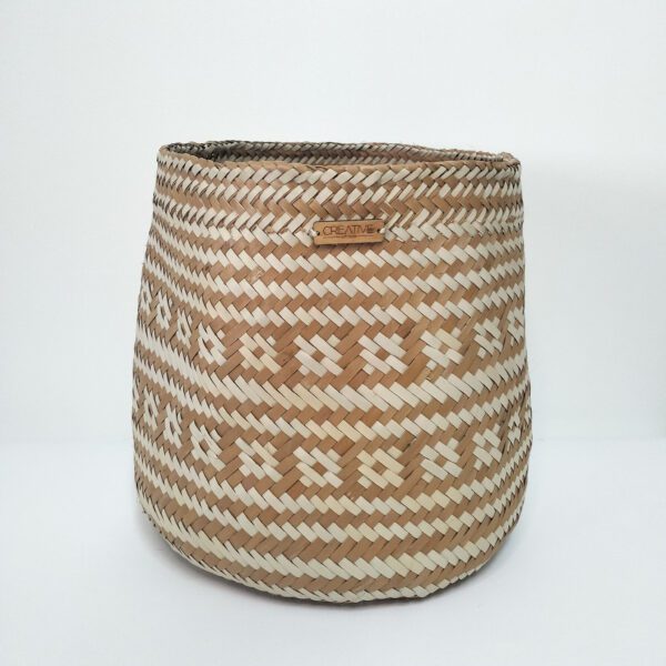 Cesta média natural/laranja duplo padrão