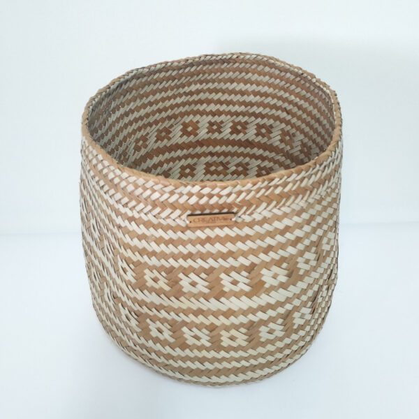Cesta média natural/laranja duplo padrão