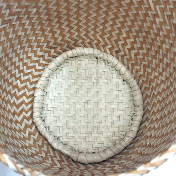 Cesta média natural/laranja zigue-zague