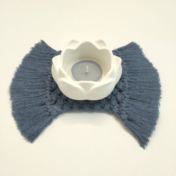 Base multiusos em macramé azul