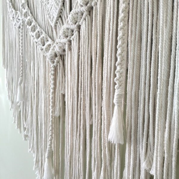 Painel de macramé natural com cana