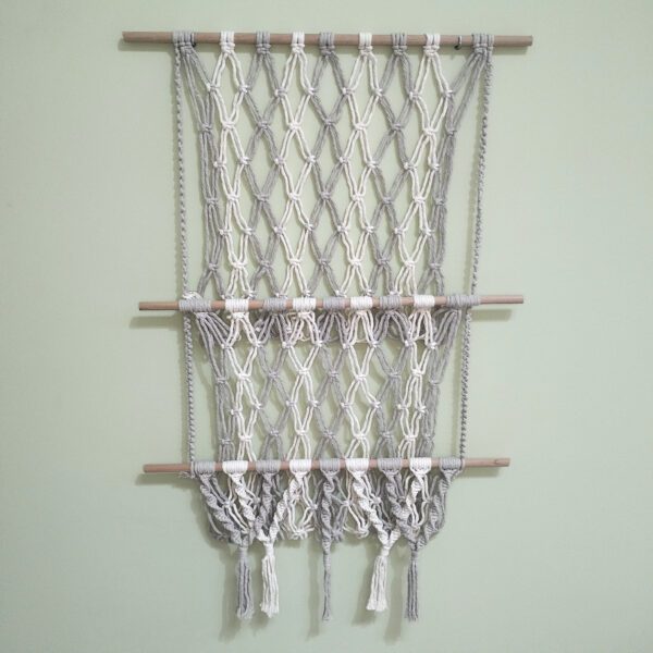 Painel em macramé tons bege
