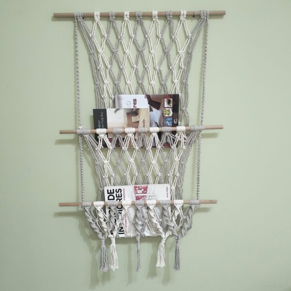 Painel em macramé tons bege