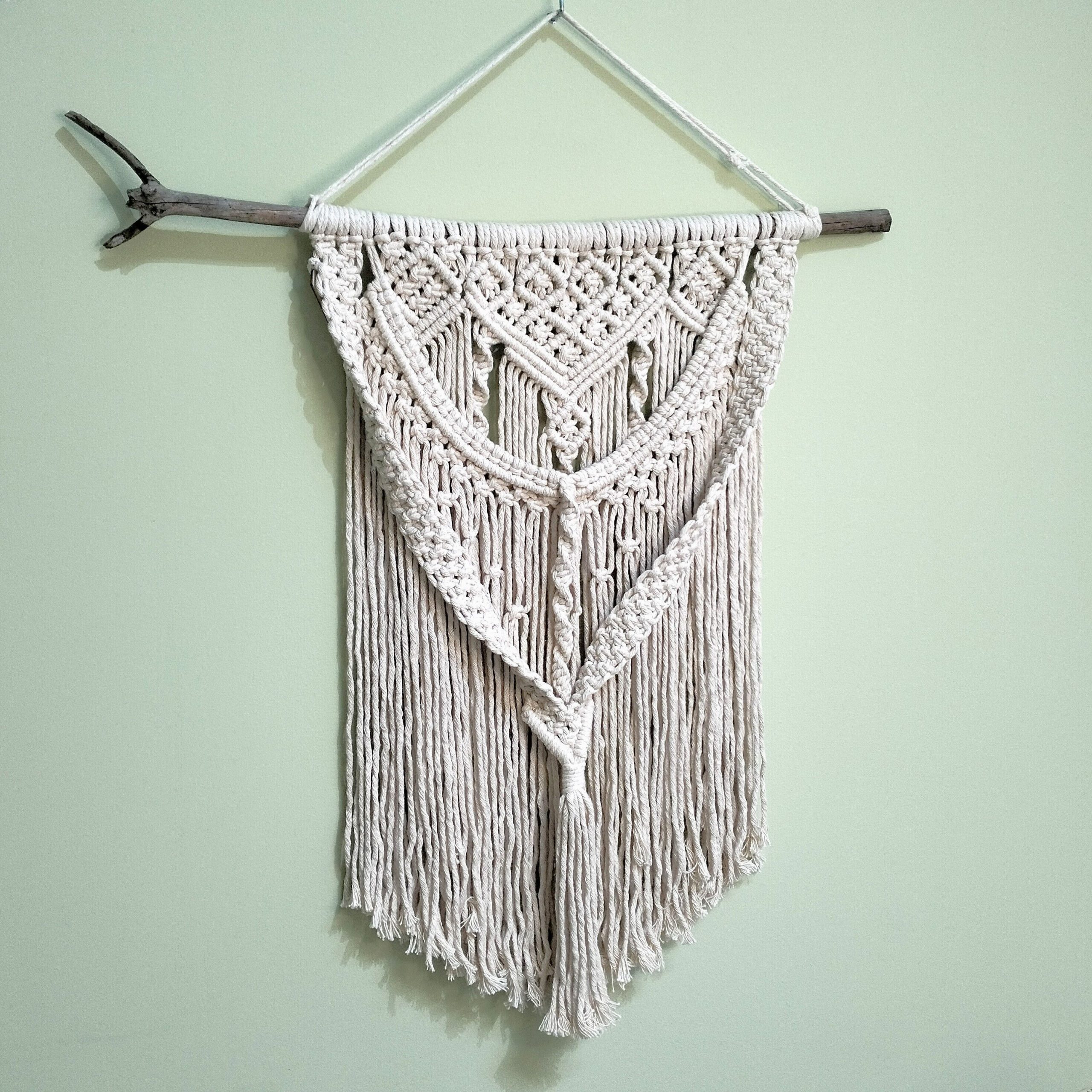 Painel de macramé natural